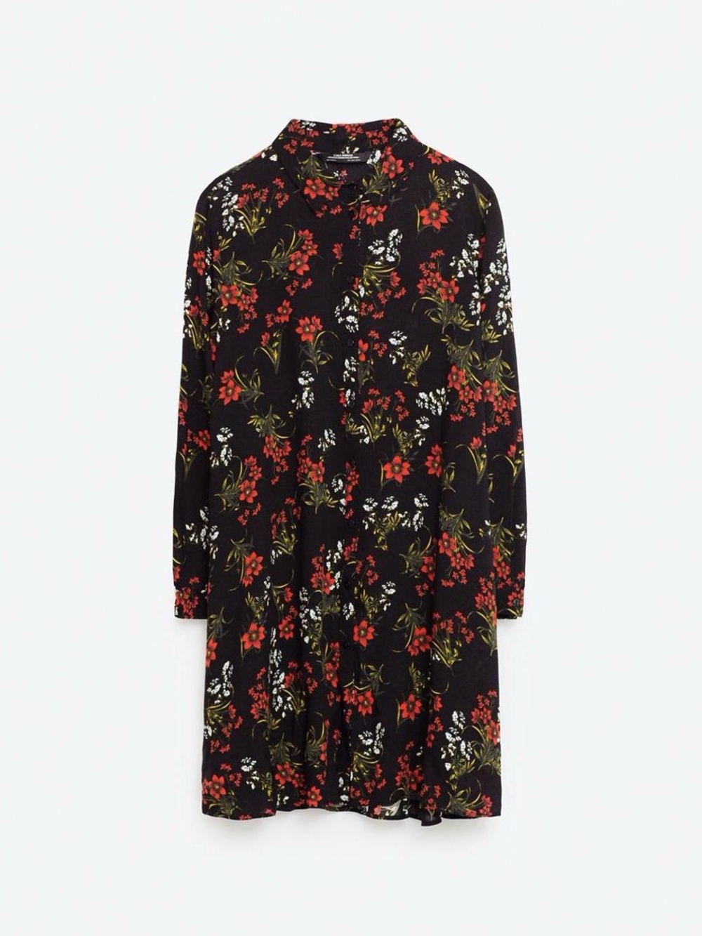 Zara black floral shirt dress, size XS